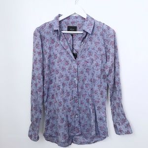 Rails Chambray Floral Blouse Button Down Shirt